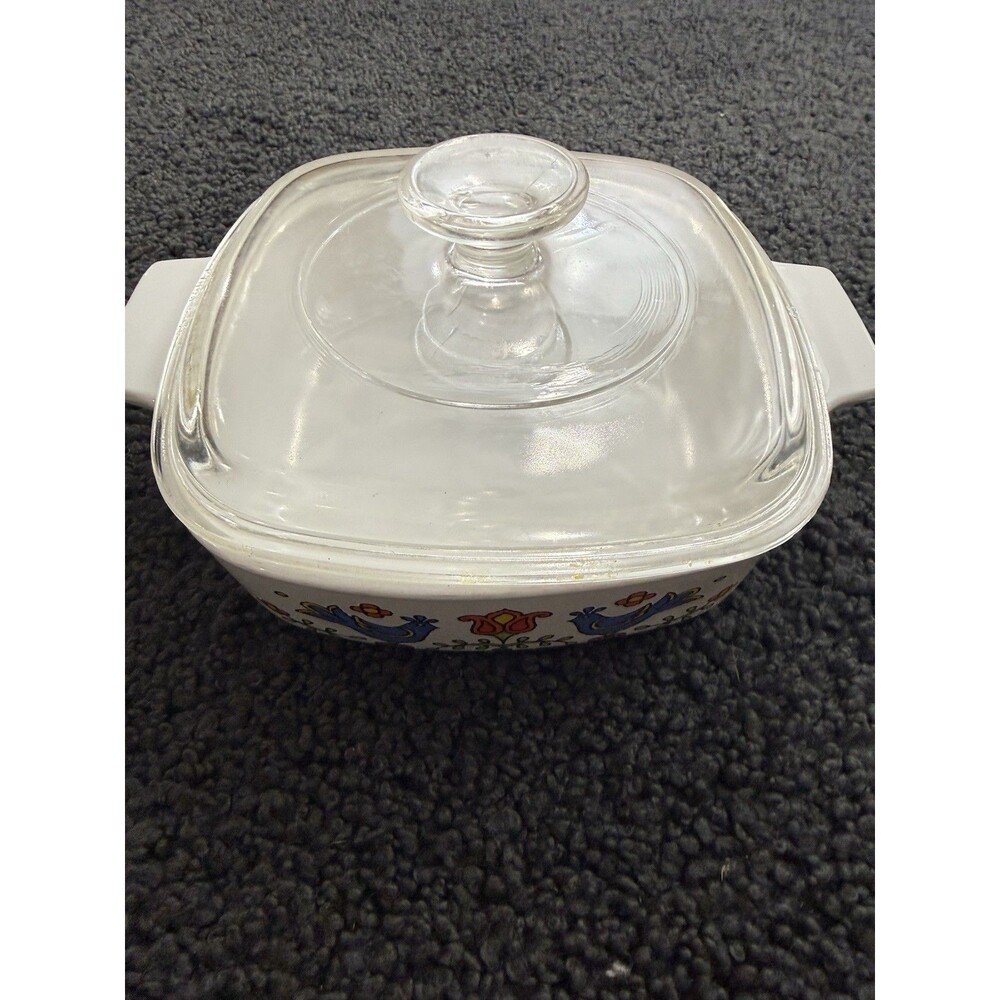1975 Corning Ware A-1-B Blue Birds Country Festival Casserole Dish 1 Quart W/Lid